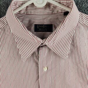 Gitman Bros 16.5 34 Point Collar Red Striped Long Sleeve Button Up Shirt Cotton